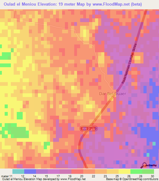 Oulad el Meniou,Tunisia Elevation Map