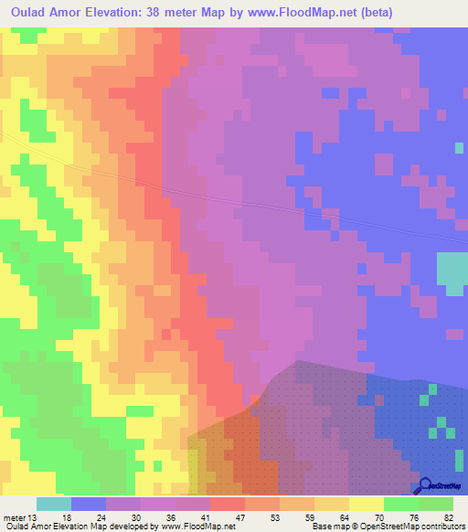 Oulad Amor,Tunisia Elevation Map