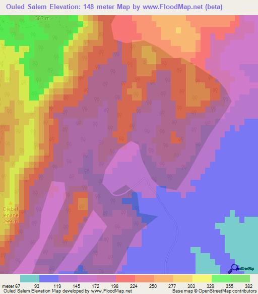 Ouled Salem,Tunisia Elevation Map