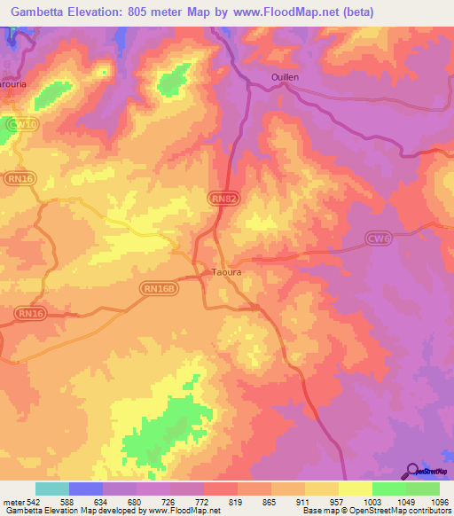 Gambetta,Algeria Elevation Map