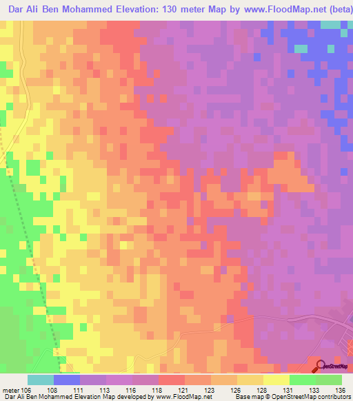 Dar Ali Ben Mohammed,Tunisia Elevation Map