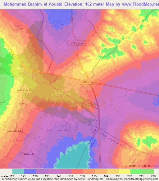 Mohammed Brahim el Aouaid,Tunisia Elevation Map
