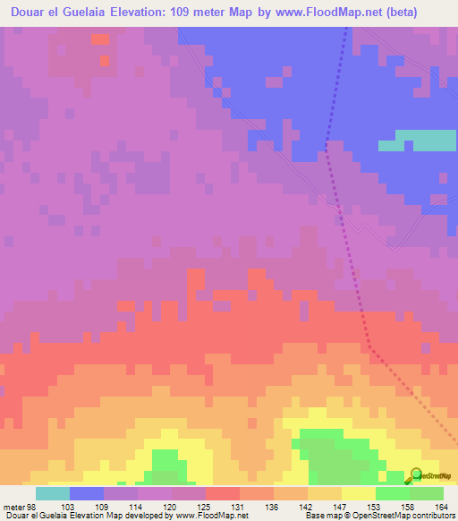 Douar el Guelaia,Tunisia Elevation Map
