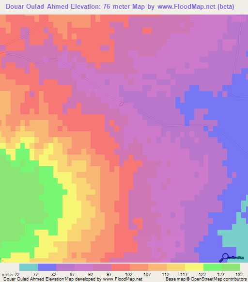 Douar Oulad Ahmed,Tunisia Elevation Map