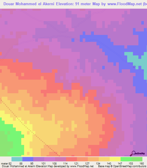Douar Mohammed el Akerni,Tunisia Elevation Map