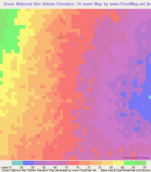 Douar Mabrouk Ben Rehem,Tunisia Elevation Map