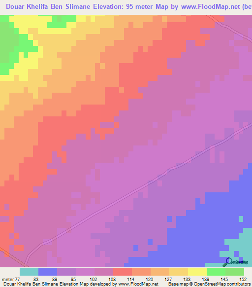 Douar Khelifa Ben Slimane,Tunisia Elevation Map