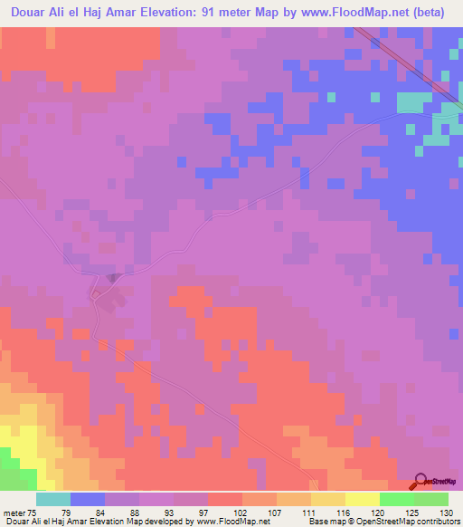 Douar Ali el Haj Amar,Tunisia Elevation Map
