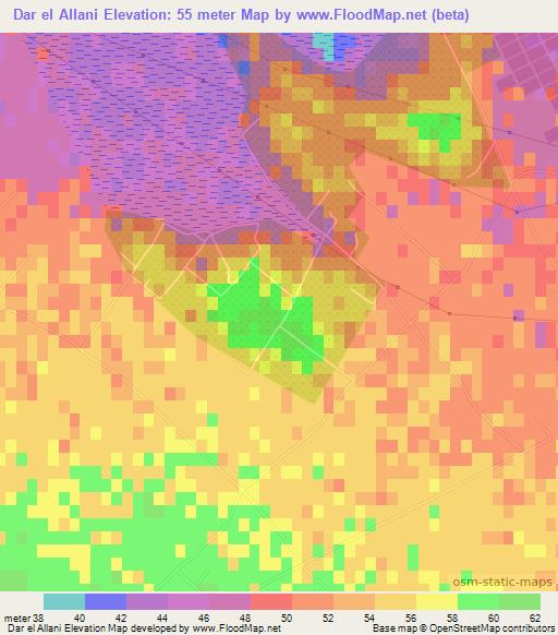 Dar el Allani,Tunisia Elevation Map