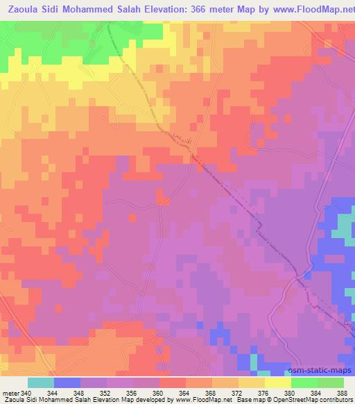 Zaoula Sidi Mohammed Salah,Tunisia Elevation Map