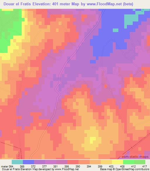 Douar el Fratis,Tunisia Elevation Map