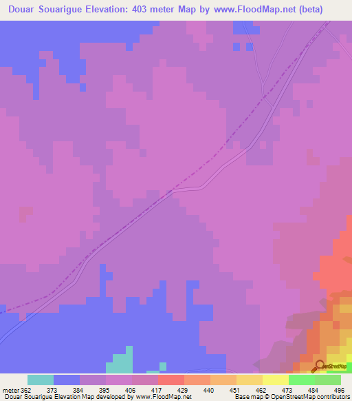 Douar Souarigue,Tunisia Elevation Map