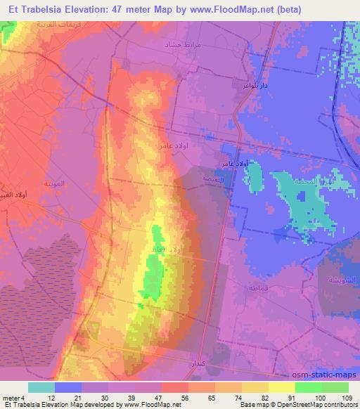 Et Trabelsia,Tunisia Elevation Map