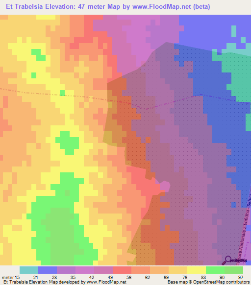 Et Trabelsia,Tunisia Elevation Map