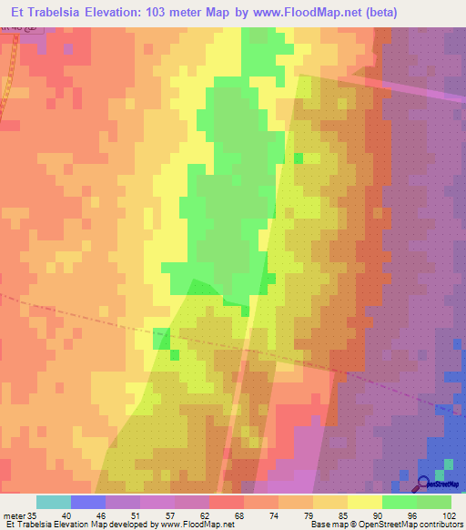 Et Trabelsia,Tunisia Elevation Map