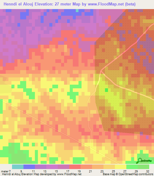 Henndi el Alouj,Tunisia Elevation Map