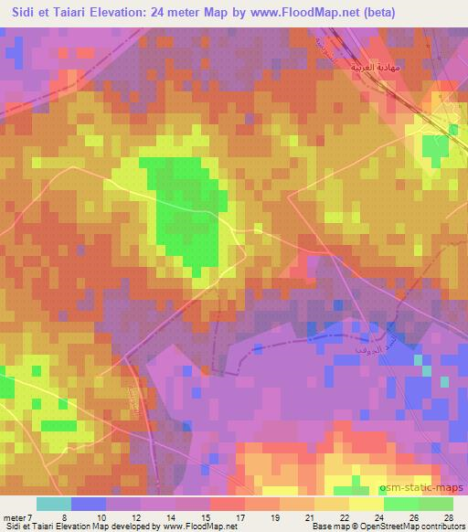 Sidi et Taiari,Tunisia Elevation Map