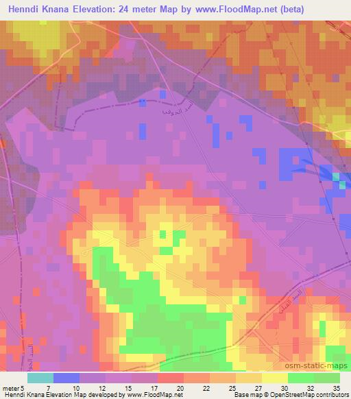 Henndi Knana,Tunisia Elevation Map