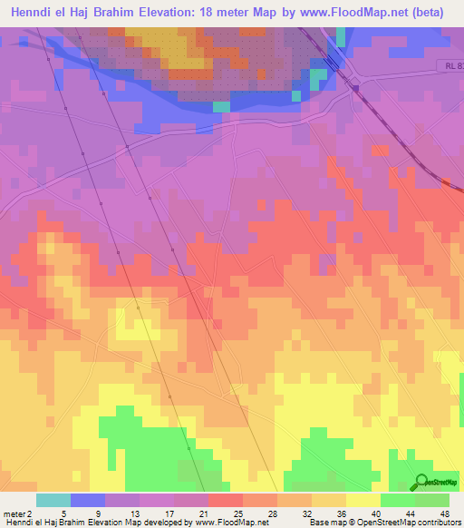 Henndi el Haj Brahim,Tunisia Elevation Map