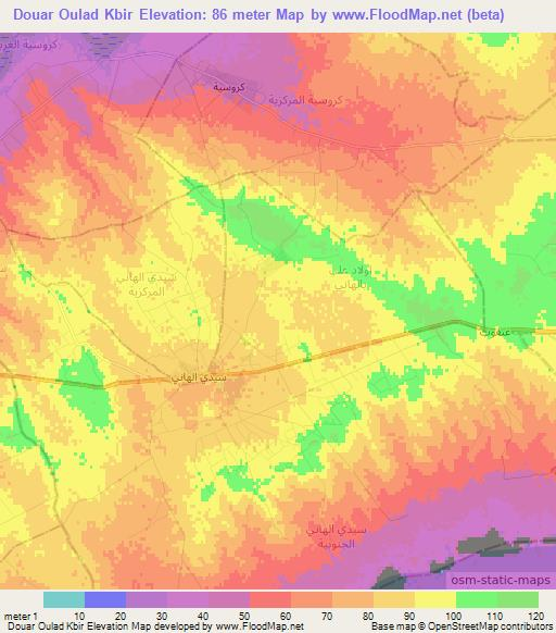 Douar Oulad Kbir,Tunisia Elevation Map