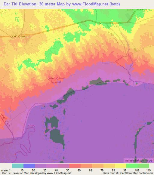Dar Titi,Tunisia Elevation Map