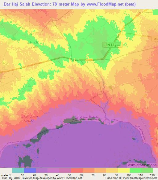 Dar Haj Salah,Tunisia Elevation Map