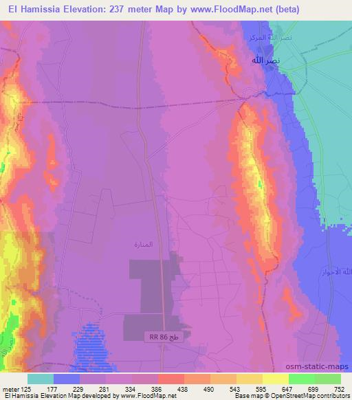 El Hamissia,Tunisia Elevation Map