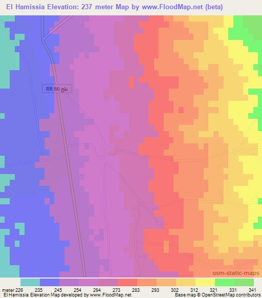 El Hamissia,Tunisia Elevation Map