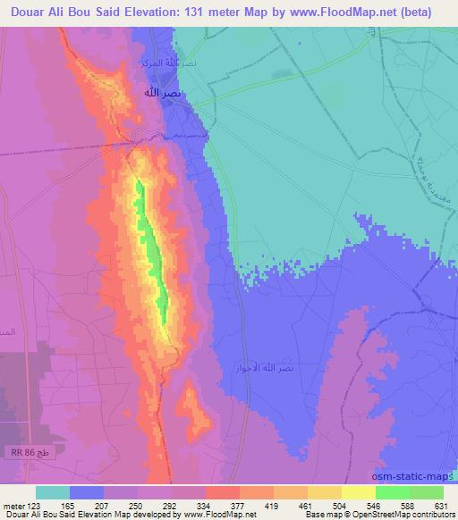 Douar Ali Bou Said,Tunisia Elevation Map
