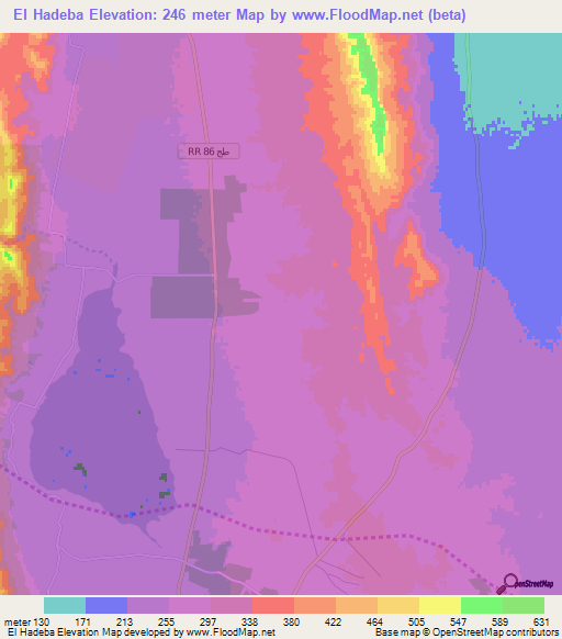 El Hadeba,Tunisia Elevation Map