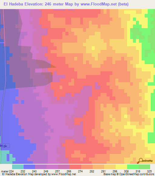 El Hadeba,Tunisia Elevation Map