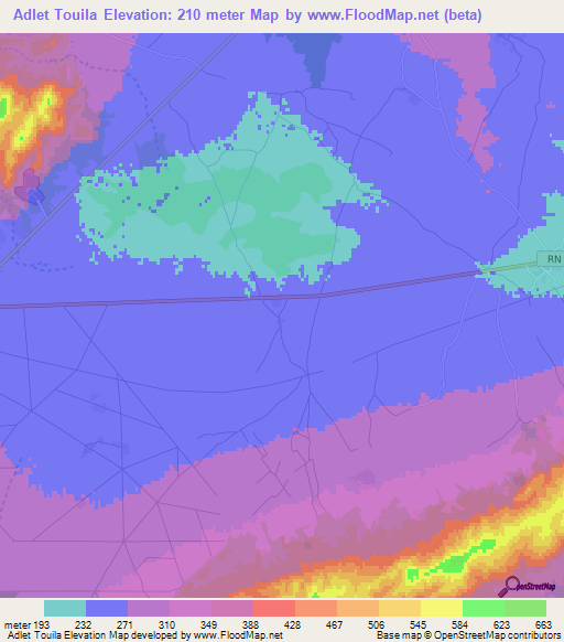 Adlet Touila,Tunisia Elevation Map