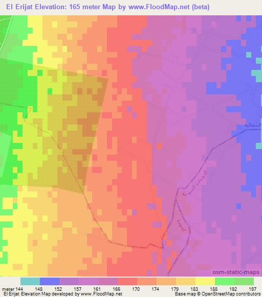 El Erijat,Tunisia Elevation Map