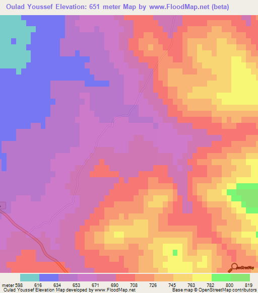 Oulad Youssef,Tunisia Elevation Map