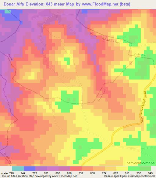 Douar Aifa,Tunisia Elevation Map