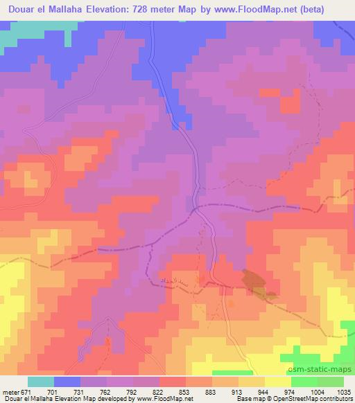 Douar el Mallaha,Tunisia Elevation Map
