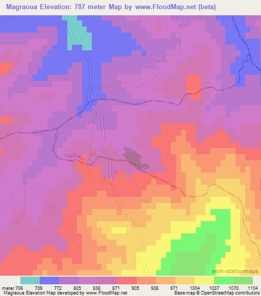 Magraoua,Tunisia Elevation Map