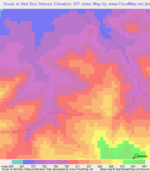 Douar el Abd Bou Debous,Tunisia Elevation Map