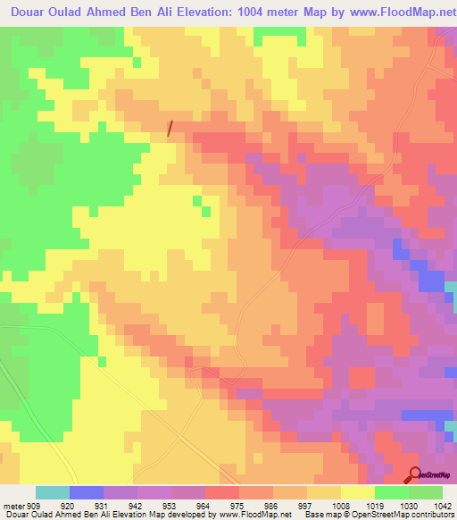 Douar Oulad Ahmed Ben Ali,Tunisia Elevation Map