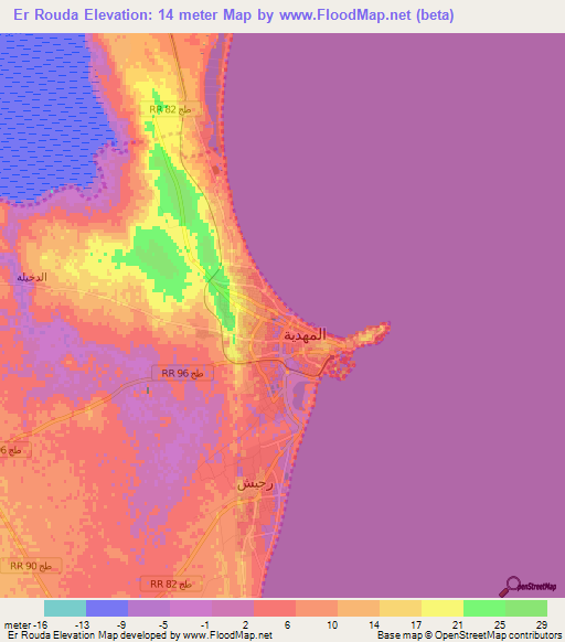 Er Rouda,Tunisia Elevation Map