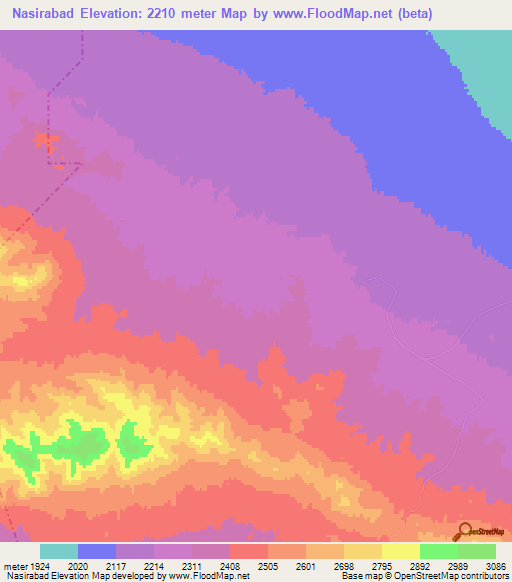 Nasirabad,Iran Elevation Map