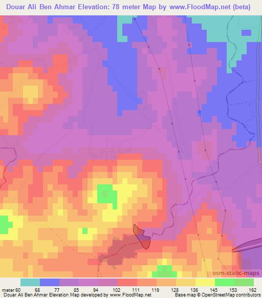 Douar Ali Ben Ahmar,Tunisia Elevation Map