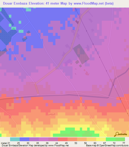 Douar Ennbaza,Tunisia Elevation Map