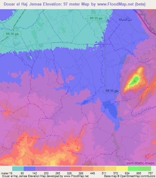 Douar el Haj Jemaa,Tunisia Elevation Map