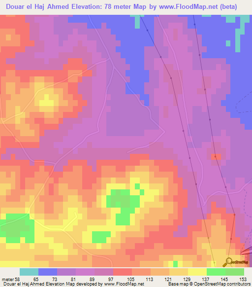 Douar el Haj Ahmed,Tunisia Elevation Map