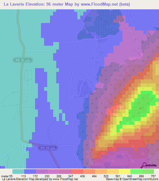 La Laverie,Tunisia Elevation Map