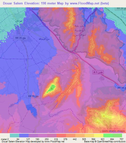 Douar Salem,Tunisia Elevation Map
