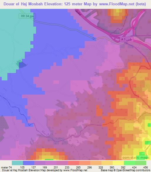 Douar el Haj Mosbah,Tunisia Elevation Map