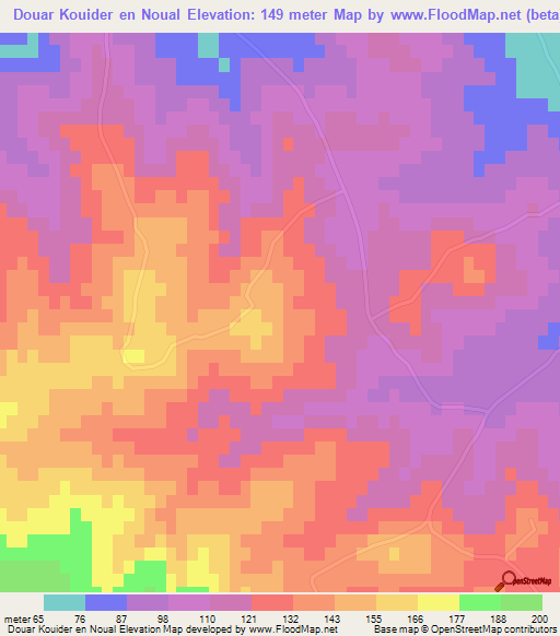 Douar Kouider en Noual,Tunisia Elevation Map