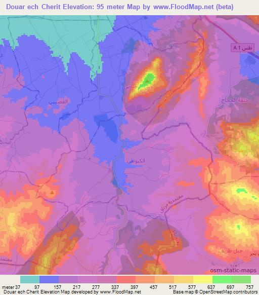 Douar ech Cherit,Tunisia Elevation Map